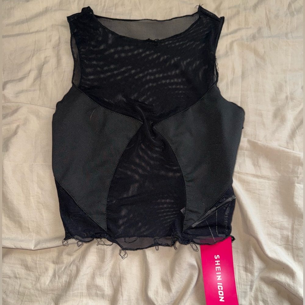 SHEIN Black Sheer Mesh Top
